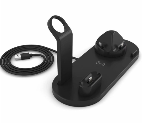 QuadCharge Stand – 4-in-1 Wireless Charging Station for Phone, Earbuds & Smartwatch