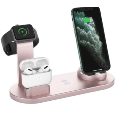 QuadCharge Stand – 4-in-1 Wireless Charging Station for Phone, Earbuds & Smartwatch